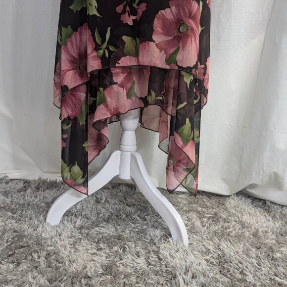 Trixxi Clothing Company Size Small Brown and Pink Floral Asymmetrical Dress - Picture 2 of 10